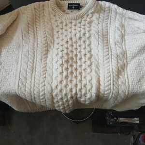 Large white wool sweater